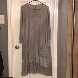 Quarter Sleeve sweat shirt dress with pockets